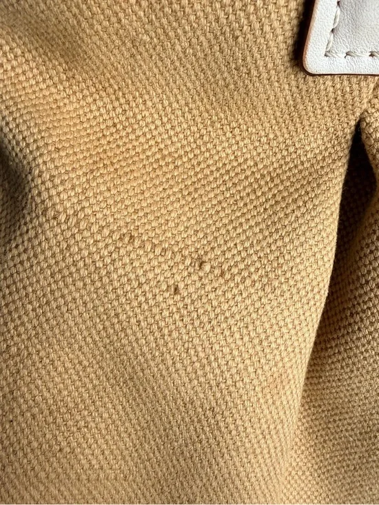 KATE SPADE NY Dark Beige Canvas/Hemp White Trimmed Large Hobo Shoulder Bag - Picture 9 of 16